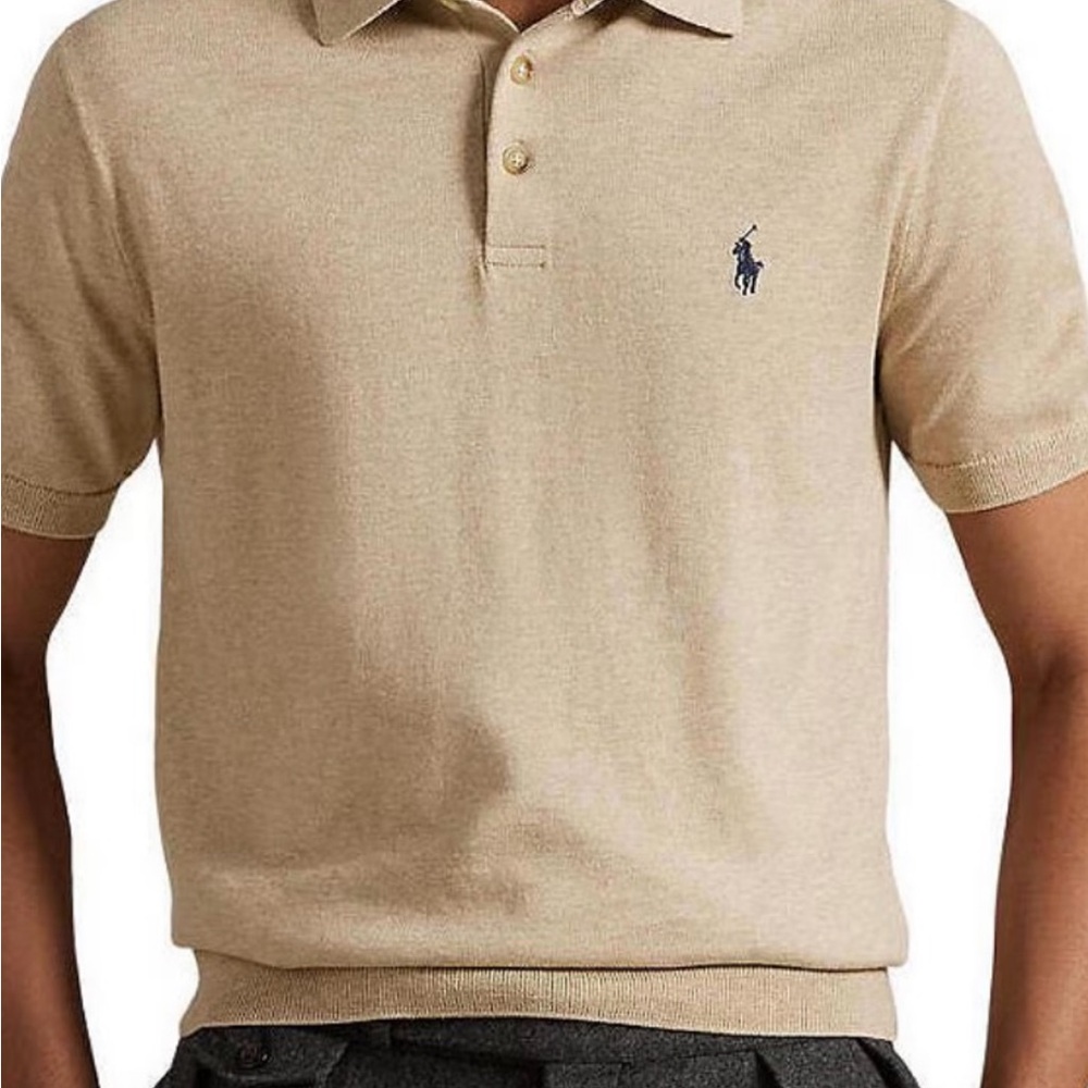 Polo by Ralph Lauren Men's Beige Polo Sweater Shirt NEW
